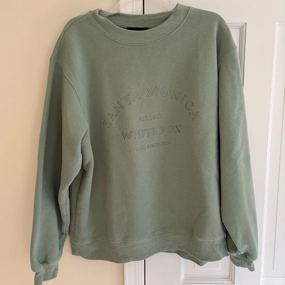 White Fox Boutique Sage Green Sweatshirt - Picture 1 of 2